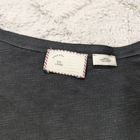 Anthropologie Postmark Shirt Women's L Black Andie Bell Sleeve Top V-Neck Boho - Picture 3 of 7